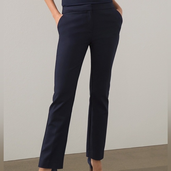 Chico's Pants - Chicos Sz 00R US 2R Navy Blue Double Cloth Straight Leg Tailored Trousers NWOT